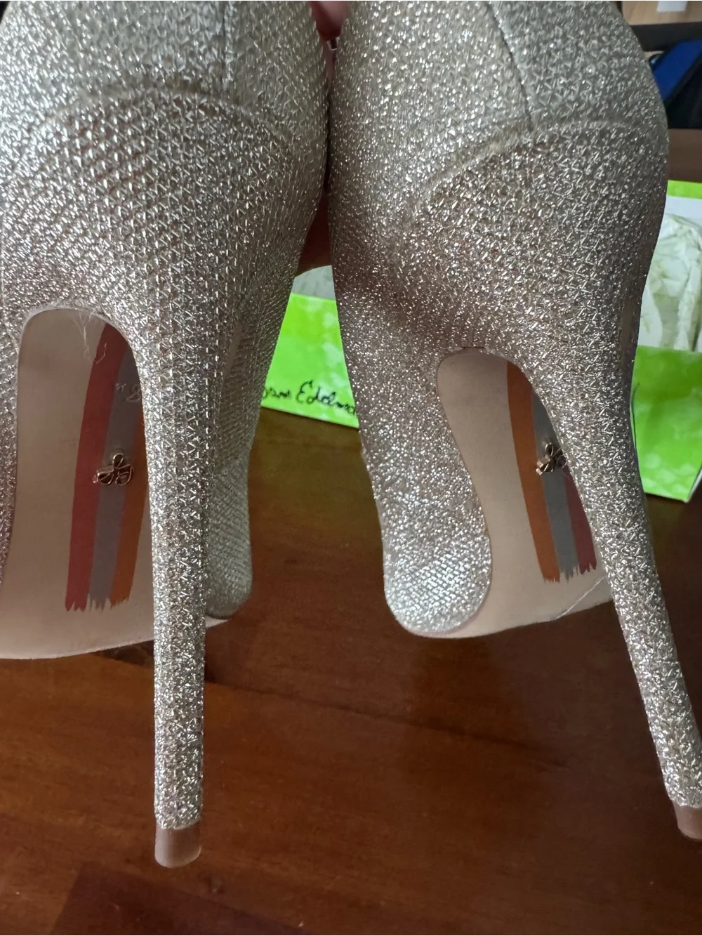 Sam Edelman Glitter Pointed-Toe Pumps in Gold
